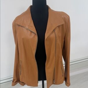 Classic Tan Leather Jacket for Women